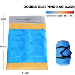 Sac de couchage double camping adulte couple famille ultra léger portable lavage machine design moderne couleurs vives sac rangement compact