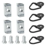 Kit fixation rail lit camion 4 pièces anneaux D vis hexagonales montage sécurisé acier galvanisé noir et argent durabilité maximale protection anticorrosion