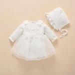 Robe bébé fille princesse dentelle tulle baptême 06 mois ensemble bonnet