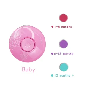 Appareil de manucure pour bébé avec têtes de rechange Kit de soins silencieux Design rose floral Idéal pour nouveaunés et enfants en bas âge