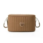 Sac de maman multifonctionnel portable sac suspendu pour poussette ours mignon portebouteille couverture accessoires de poussette  coffee