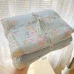 INS princesse ensemble de literie à volants dentelle housse de couette literie romantique femme filles décor à la maison housse de couette ensemble Style coréen Floral – 4