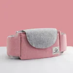Sac de poussette multifonctionnel aiebao  Rose et gris sac à main bandoulière design moderne minimaliste rabat pression tissu texturé idéal bébé maman