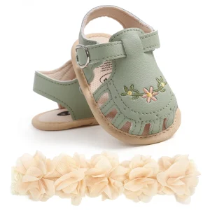 Sandales bébé fille broderie florale ajustables semelle antidérapante accessoire estival