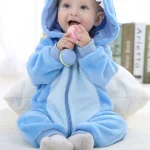 Combinaison à capuche une pièce bébé fille requin pyjama confortable hiver vêtement nuit doux bébé garçon S06