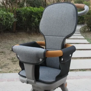 Chaise haute bébé moderne ergonomique tissu gris simili cuir ajustable repas enfants 02 ans