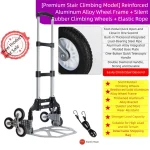 Chariot pliable en aluminium léger robuste toutterrain avec roues en caoutchouc poignée télescopique corde élastique incluse portable pour plage parc ou déménagement