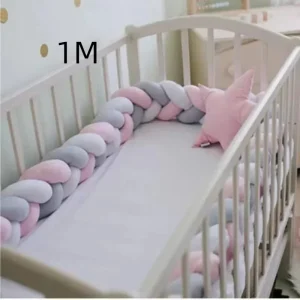 Parechocs de berceau tressé à nœud en peluche  Protecteur anticollision doux et sécuritaire pour lit bébé  Décoration chambre bébé élégante et hypoallergénique