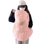Attache kangourou style coréen pour bébé coupevent hiver manteau à capuche poussette portage bébé 06 ans doux chaud rose pastel
