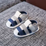 Sandales d&rsquo;été bébé garçon fille chaussures premiers pas antiglissante cuir synthétique ventilation sécurité style moderne ajustement sécurisé_opentoe bleu clair