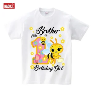 Tshirt enfant anniversaire premier anniversaire frère soeur design abeille coton doux fête famille cadeau original