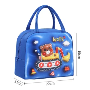 Sac à lunch isotherme portable pour enfants sac à dessin animé sac isotherme Bento sac à main pour école style enfantin design animé couleur bleue