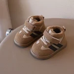 Bottines enfants confortables hiver 2025 doublure peluche antidérapante waterproof bébé fille garçon 13 ans chaussures montantes khaki