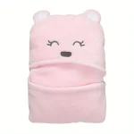 Couverture bébé en peluche douce design ours mignon rose idéale pour sieste confort et sécurité cadeau bébé fille ou garçon