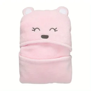 Couverture bébé en peluche douce design ours mignon rose idéale pour sieste confort et sécurité cadeau bébé fille ou garçon