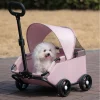 poussette pour animaux de compagnie pliable à 4 roues respirante 360 ° poignée rotative voyage chien landau poignée rétractable grande capacité chariot pour animaux de compagnie chats