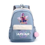 Sac à dos HUNTRX sac d&rsquo;école design enfants filles garçons bleu pastel pompon personnages polyester confortable zips écolier
