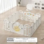 Parc de jeu pour enfants clôture de sécurité intérieure pliable antichute parc d&rsquo;apprentissage pour bébé 150x150cm blanc et motifs pastel 12 panneaux modulables 036 mois