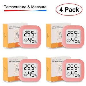 Hygromètre numérique portable mini moniteur électronique LCD température et humidité bébé chambre 4 pièces en rose Hygromètre numérique portable mini moniteur électronique LCD température et humidité bébé chambre 4 pièces en rose