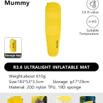 Naturehike matelas pneumatique autogonflable camping portable ultraléger tapis d&rsquo;air coussin de couchage jaune vif nylon TPU 20D