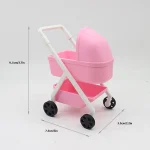 Poussette poupée jouet bébé 1:12 simulation accessoire décoration chambre jouets éducatifs imagination enfants 3 ans et plus rose