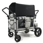 Poussette double toutterrain compacte aluminium polyester sièges rabattables protection UV bébé enfants 03 ans