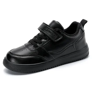 Chaussures de sport pour garçons sneakers légères respirantes antidérapantes flexibles baskets noires pour enfants actifs école et loisirs