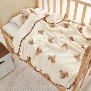 Couverture douce pour bébé literie bébé couverture poussette nouveauné 13 ans minky texture ours motifs peluche lapin incluse 安全 confort bébé fille garçon Couverture douce pour bébé literie bébé couverture poussette nouveauné 13 ans minky texture ours motifs peluche lapin incluse 安全 confort bébé fille garçon
