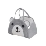 Panier tissé en corde de coton pour bébé motif ours sécurité pratique rangement jouets linge chambre bébé design moderne durabilité