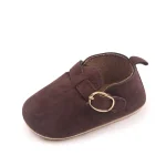 Chaussures bébé mocassin cuir suède brun doré confortable antidérapant 01 ans