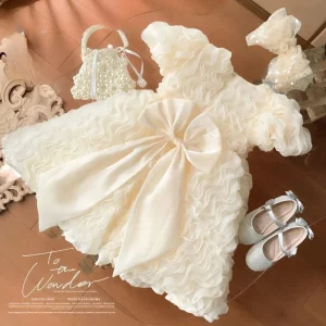 Robe princesse tulle filles 46 ans manches bouffantes robe soirée officielle été 2025 accessoires incluits