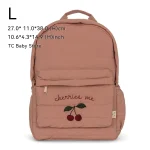 Sac à dos bébé écolier design cerise tissu coton bretelles rembourrées poche zippée rangement pratique style moderne garçons filles nouvelle collection 2024