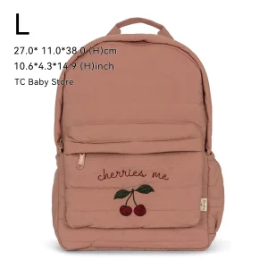 Sac à dos bébé écolier design cerise tissu coton bretelles rembourrées poche zippée rangement pratique style moderne garçons filles nouvelle collection 2024 Sac à dos bébé écolier design cerise tissu coton bretelles rembourrées poche zippée rangement pratique style moderne garçons filles nouvelle collection 2024