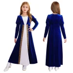 Robe de Princesse Médiévale pour Fille Tenue Vintage en Velours Costume Élégant pour Fêtes Halloween Carnaval Occasions Spéciales