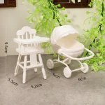 Ensemble jouet poussette et chaise haute pour poupée simulation miniature bébé jouets éducatifs idéal cadeau enfants