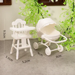 Ensemble jouet poussette et chaise haute pour poupée simulation miniature bébé jouets éducatifs idéal cadeau enfants