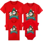 Tenues assorties Noël famille tshirts Couple maman papa enfant body bébé en coton rouge festif