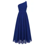 Robe de Soirée Enfant Élégante en Dentelle Asymétrique pour Demoiselle d&rsquo;Honneur Longue Tenue de Mariage Bal et Anniversaire  Blue