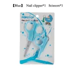 Ensemble soins ongles bébé POPOTOP coupeongles ciseaux pointes arrondies sécurité mains hygiène antibactérien bleu
