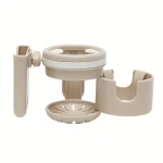 Portegobelet multifonctionnel en plastique beige support de rangement compact ajustable design moderne usage quotidien
