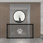 Barrière métallique portable pour animaux sans perçage motif patte sécurité intérieure design moderne sans plastique 110cm