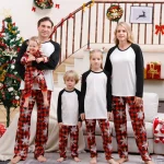 Ensemble de pyjamas de Noël assortis pour la famille tshirts manches longues en polyester vêtements confortables et sécurisés pour papa maman et enfants