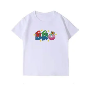 Tshirt Super Mario Famille coton manches courtes design ludique tenue été automne parent enfant anniversaire séance photo