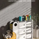 Étagère de voiture T1 pour enfants rangement jouets boîtes transparentes style moderne couleur blanche accessoires poussette