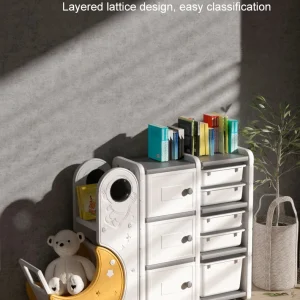 Étagère de voiture T1 pour enfants rangement jouets boîtes transparentes style moderne couleur blanche accessoires poussette