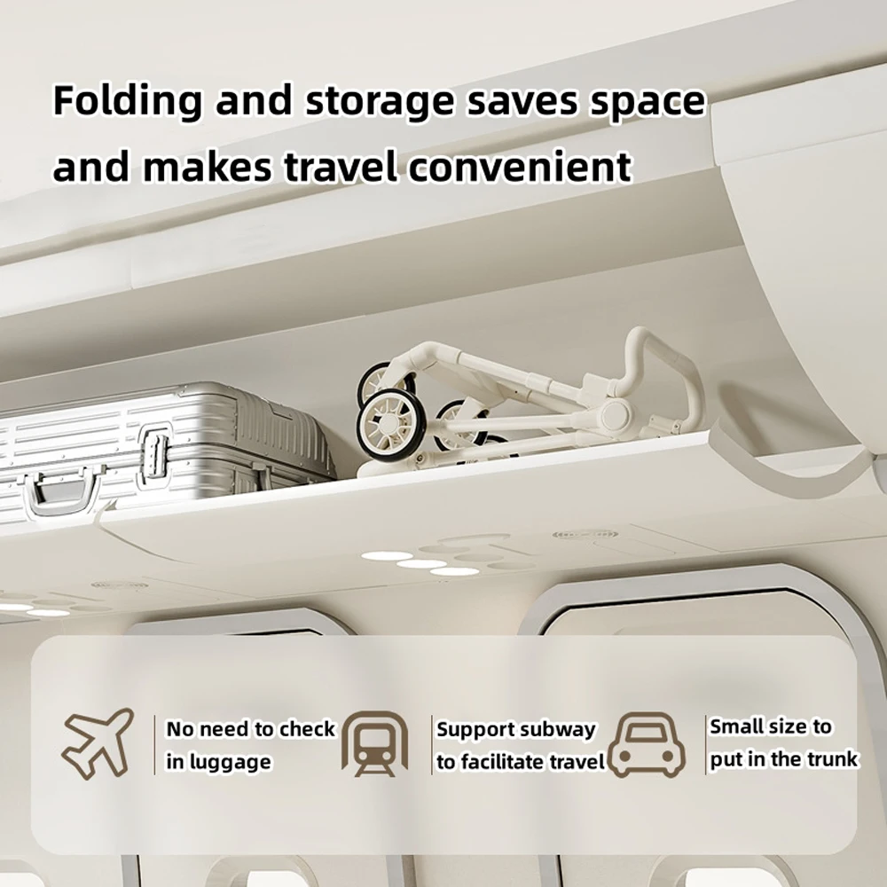 Poussette bébé portable légère pliable 4 roues design moderne minimaliste blanc idéale pour sorties voyages