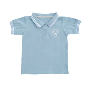 Robe de tennis pour enfant fille garçon polo coton bleu logo club sport élégant confortable été
