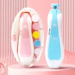 Coupeongles électrique multifonction pour bébé antiserrage antiégratignures rotatif à faible bruit 6 têtes de meulage  Rose pastel