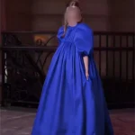 Robe de mariée à fleurs personnalisée pour filles en Satin manches bouffantes plissée robe de fête d&rsquo;anniversaire pour enfants robe de première Communion