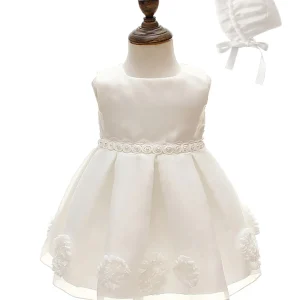 Robe princesse bébé fille blanc baptême anniversaire fantaisie floral jupe tulle satin accessoires bonnet occasion spéciale Robe princesse bébé fille blanc baptême anniversaire fantaisie floral jupe tulle satin accessoires bonnet occasion spéciale
